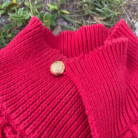 VTG LAUREN RALPH LAUREN Women Cotton Shawl Neck Fisherman Sweater Jumper XL Red - Picture 4 of 6